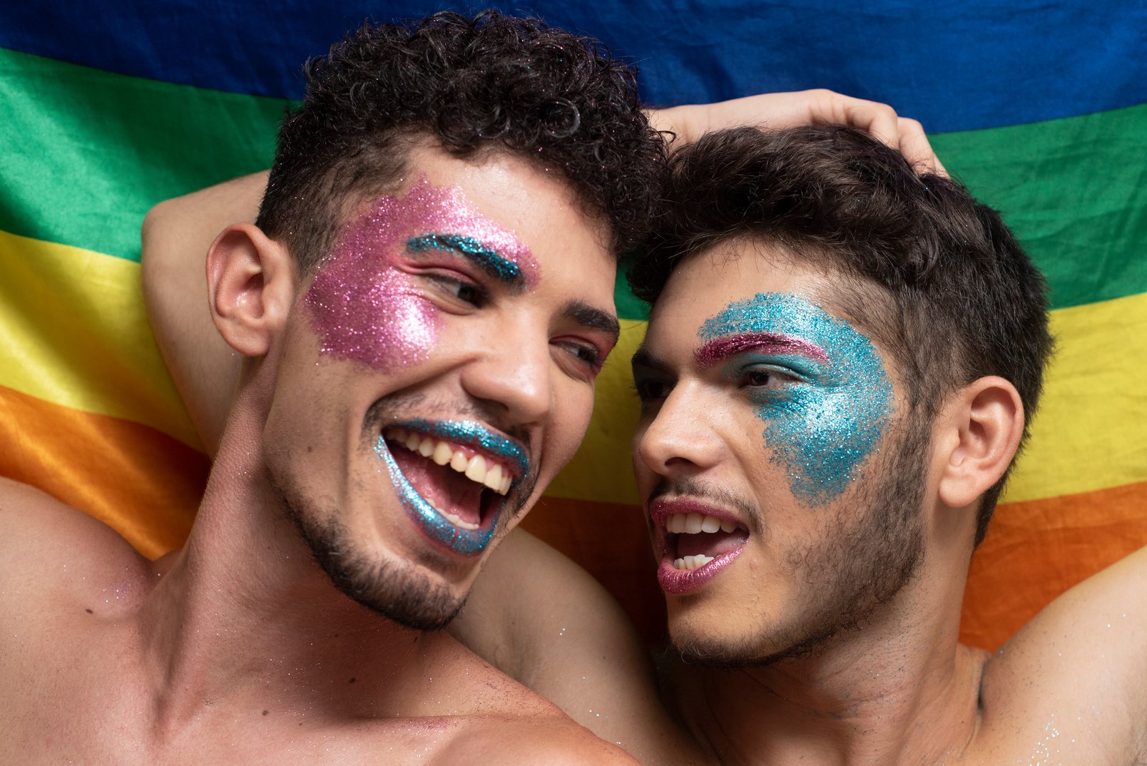 Men with Glitter Face Paint